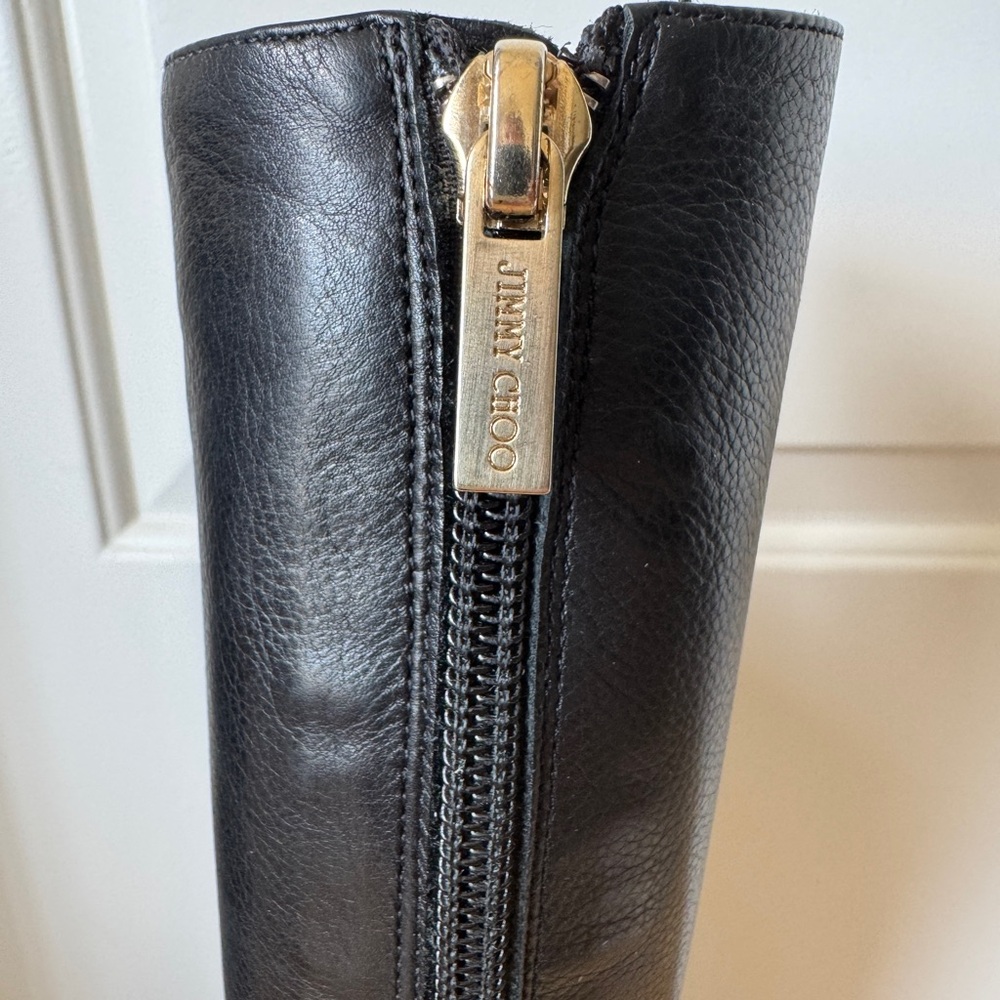 Jimmy Choo Tall Black Leather Over-the-Knee Boots - Picture 5 of 13